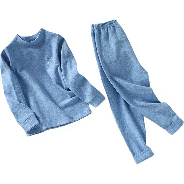 俏佳人 中领护脖学生校服神器卡通打底秋衣秋裤双面磨毛蓄热恒温保暖套装 男女同款