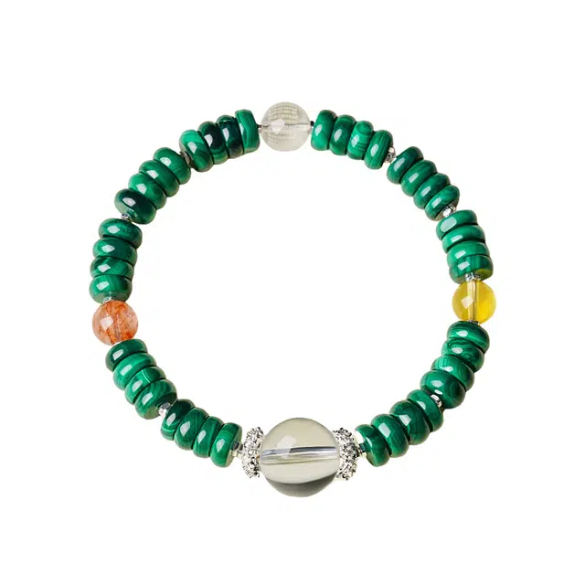 仙园韵 新中式国风复古转运招财独特设记文玩盘玩手饰#好运 孔雀石 手串 男女同款情侣款