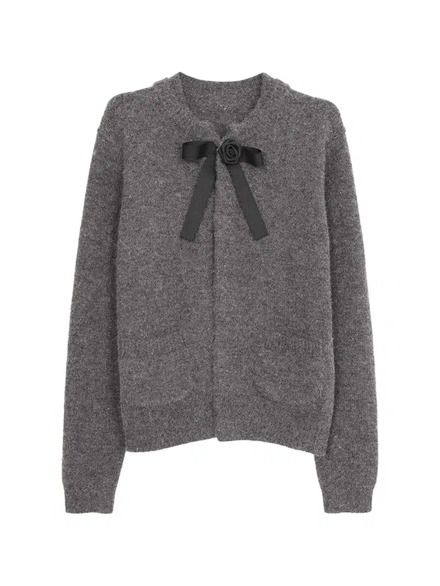 苏九儿 学院风复古蝴蝶结设计简约针织衫 女款