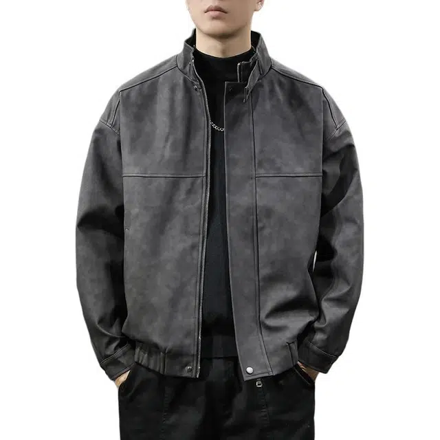 前进牛 休闲经典潮牌复古美式户外皮衣 男款
