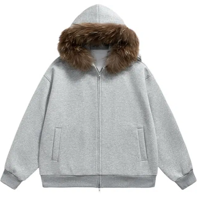 马员外 纯色秋季保暖外套开衫美式潮牌情侣款连帽宽松卫衣 男女同款