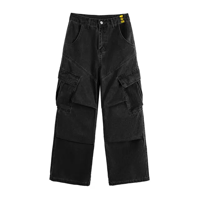 普鲁士多特蒙德 潮牌男款时尚裤子美式高街工装舒适重工直筒阔腿休闲裤 男女同款