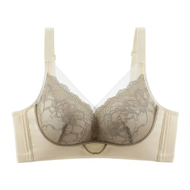 慕梵度 性感蕾丝网纱内衣女聚拢上托小胸显大收副乳防下垂无钢圈调整型舒适亲肤文胸 女款