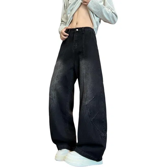 华夏儿女 美式复古休闲裤男宽松百搭高级感长裤牛仔裤 男女同款