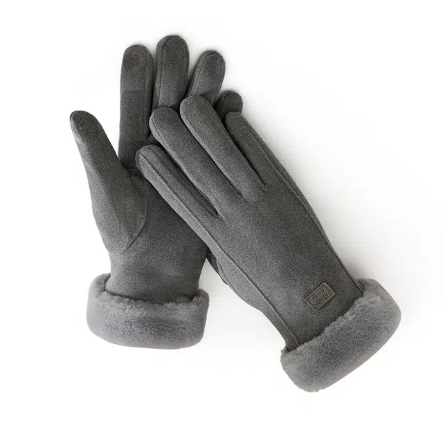 南极人 加绒厚骑行触屏防寒骑车电动车开车防风御寒防冻手时尚简约 涤纶 保暖手套 女款