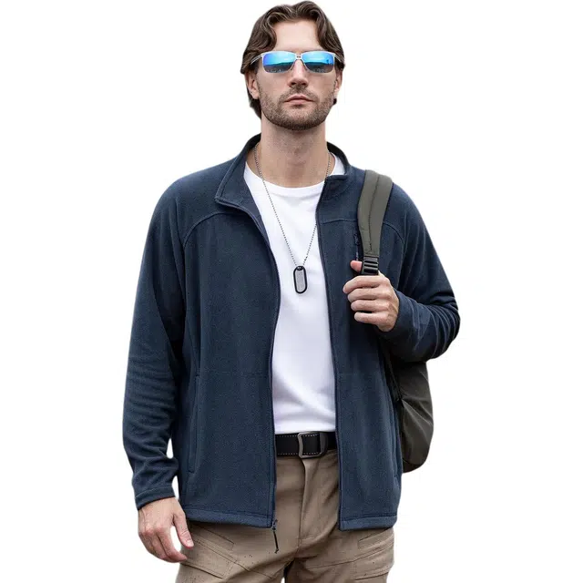 自由兵 明戚开衫抓绒衣秋冬户外男修身打底衫保暖透气摇粒绒全拉链外套卫衣 男款