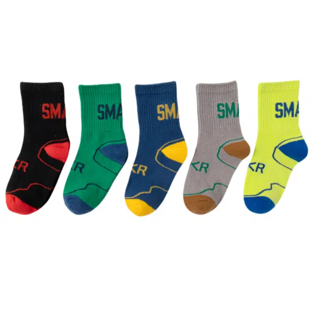 俞兆林 炫彩时光棉质字母撞色潮童必备学院运动柔软舒适吸汗透气中筒棉袜