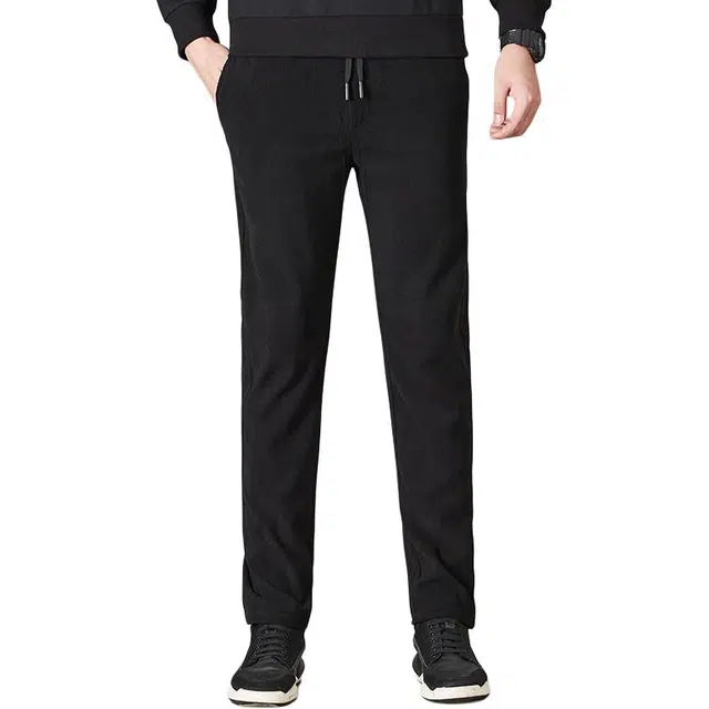 卡丹狄诺 灯芯绒加绒加厚系带松紧腰直筒垂感百搭秋冬季保暖舒适户外运动休闲裤 男款