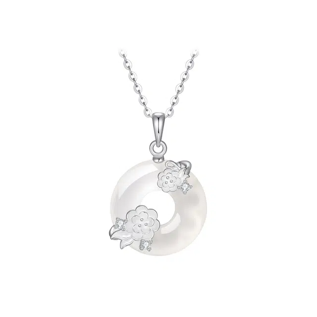 周大生 【十二花神系列】平安扣锁骨链 岁岁平安简约大气质感高级时尚百搭颈链 好运天然 玉髓 项链 女款