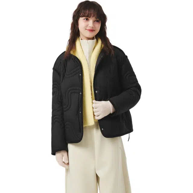 坦博尔 轻薄短款舒适纯色常规长袖通勤面包服羽绒服 女款