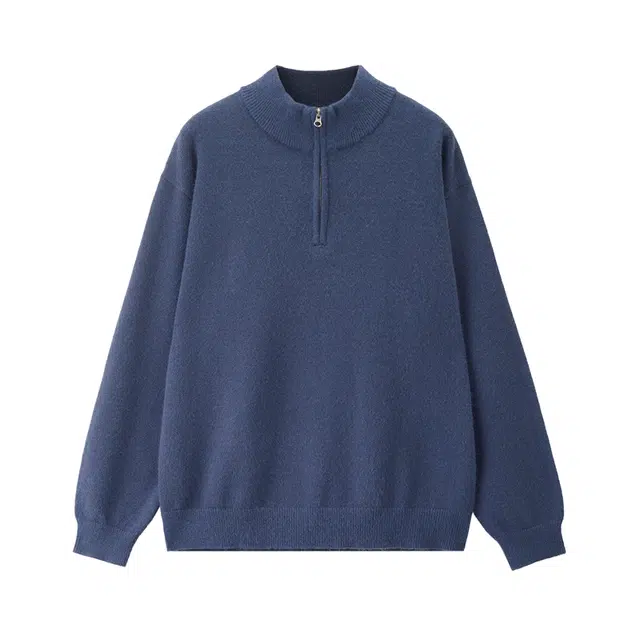 佐丹奴 混纺毛织上衣宽松半高领半拉链针织衫 男款