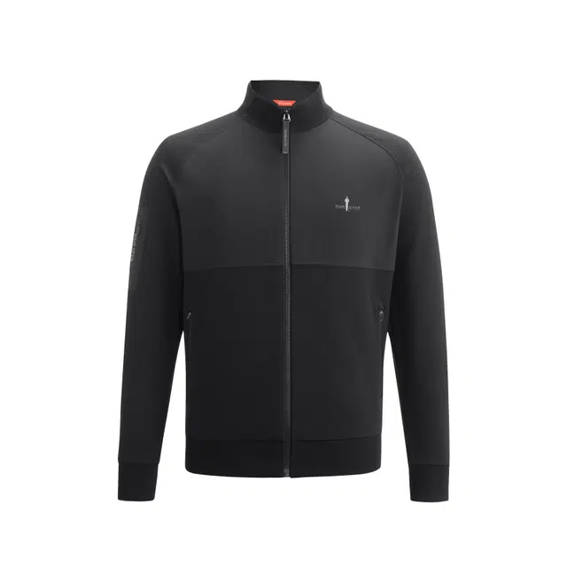 比音勒芬 静默复古老钱风穿搭绵羊毛不扎身不起球舒适百搭格子肌理休闲户外运动干爽立领针织夹克外套 男款