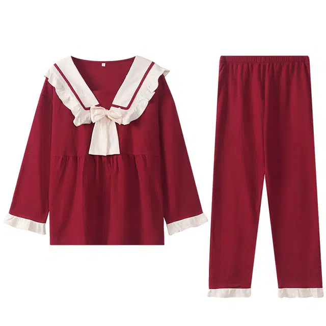 芬腾可安 春秋鸿运喜庆纯棉舒适本命年柔软显瘦亲肤简约家居服睡衣套装 女款