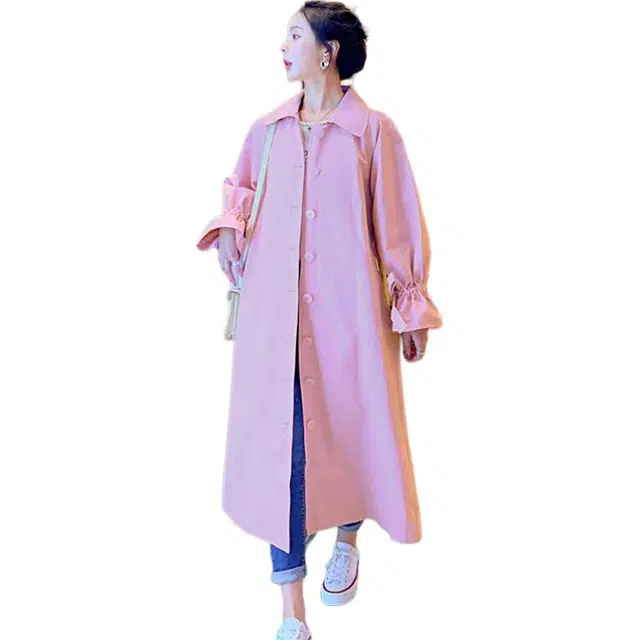 袋鼠 高级小众减龄韩系休闲中长款外套风衣 女款