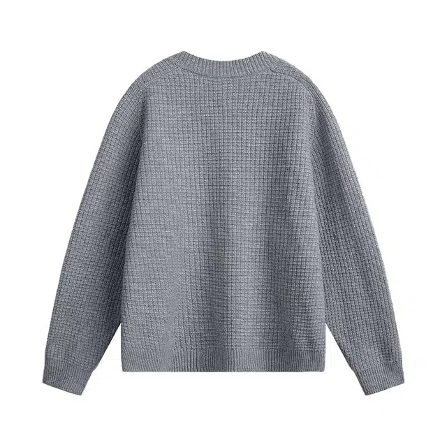 吾皇猫 美式潮牌仿鹿绒肌理感半拉链拼接撞色设计时尚百搭立领加厚保暖舒适休闲通勤长袖毛衣 男女同款