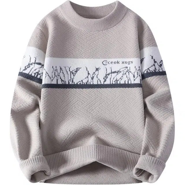 卡丹狄诺 美式复古潮流撞色半高领毛衣设计休闲百搭落肩打底衫男舒适宽松慵懒风套头长袖保暖针织衫 男女同款