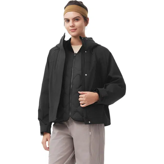 坦博尔 三合一叠穿可脱卸内胆纯色常规长袖通勤羽绒服 女款