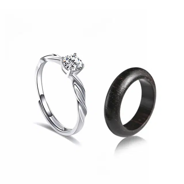 郁馨 一生唯你闪耀银河莫比乌斯环环相扣开口可调节对戒 浪漫告白简约时尚高级感光芒闪耀个性#好运 檀木 戒指 男女同款情侣款
