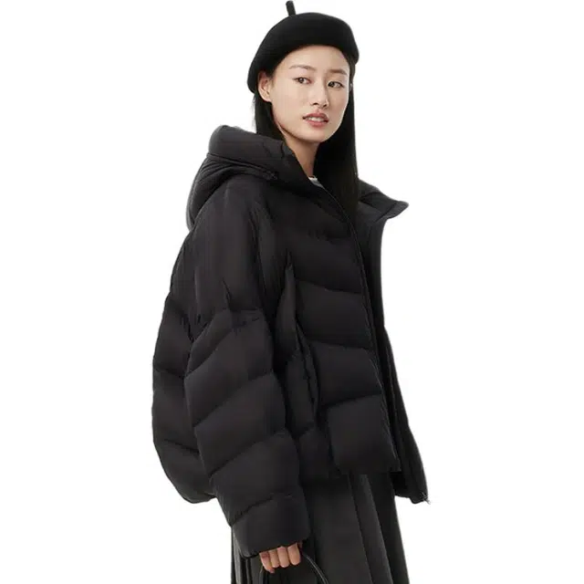 坦博尔 显瘦时髦大廓形纯色常规通勤面包羽绒服 女款