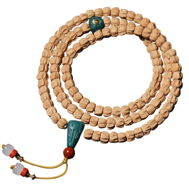 子婳 佛珠纯手工藏式直切深坑顺纹鬼脸文玩盘玩复古国潮招财转运小众精致简约串珠#好运 柏香籽/百香籽 手串 男女同款情侣款