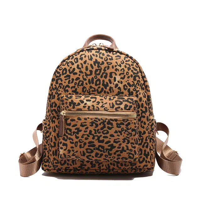 捷朗仕 豹纹时尚 百搭通勤 针织布 双肩包 常规 女款 多色