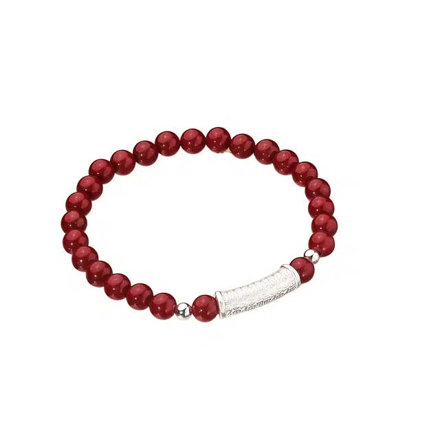 爱骊 转运珠万福弯管 精致复古经典精致雕刻平安顺遂好运个性设计优雅本命年平安 新中式 简约时尚 朱砂 手串 男女同款情侣款