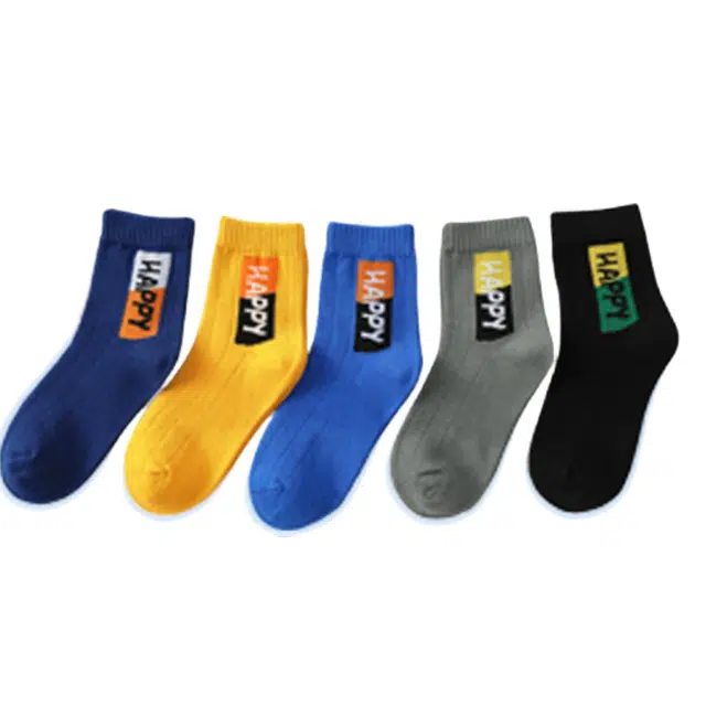 俞兆林 快乐男孩棉质美拉德纯色字母帅气潮酷校园风吸汗透气休闲运动舒适中筒袜子
