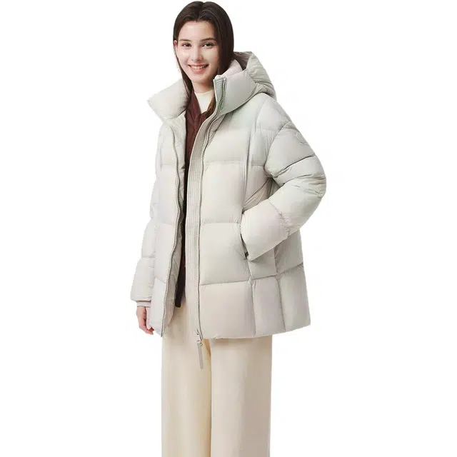 坦博尔 蓬松面包服百搭纯色常规长袖通勤羽绒服 女款