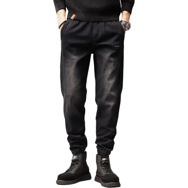 贵色 磨白水洗潮流百搭高街高端潮牌工装美式哈伦休闲牛仔裤 男女同款