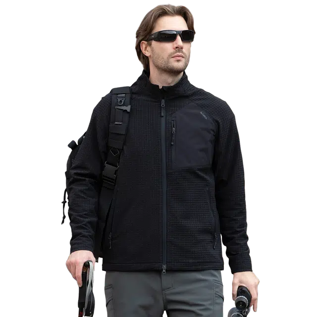 自由兵 山隐立领抓绒衣秋冬潮流舒适透气休闲开衫外套 保暖卫衣 男女同款