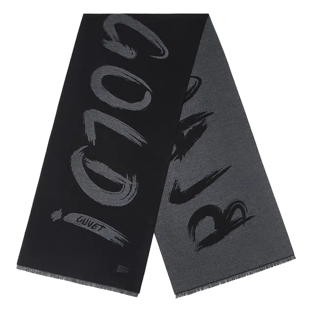 高梵 黑金高定保暖加厚 绒线围巾 男女同款情侣款 黑色