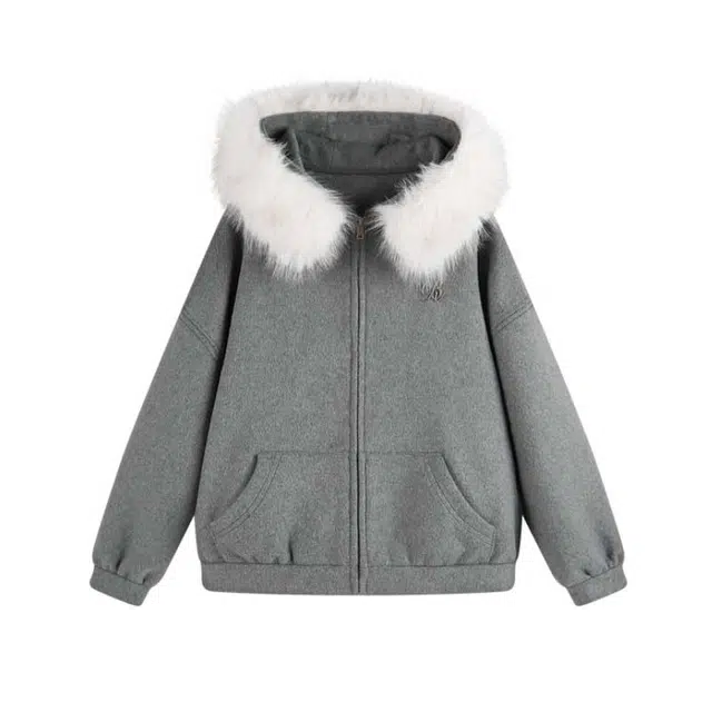 SUNSUNTOWN Hooded Wool Coat