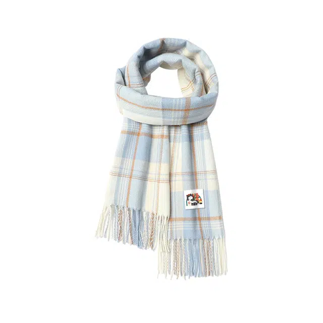 【jk风甜妹必备】 吾皇猫 超级氛围感百搭格子可爱保暖学院风围脖秋冬季披肩 聚酯纤维 绒线围巾 男女同款情侣款 显白多色格纹