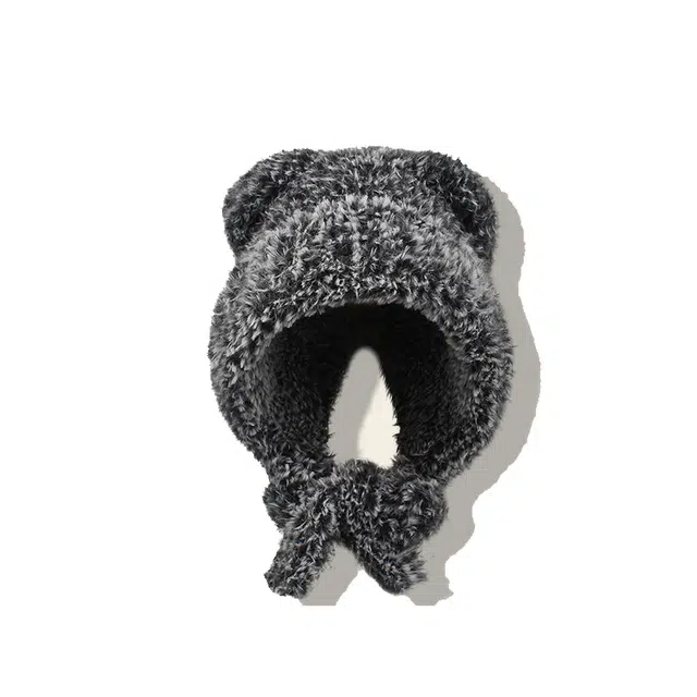 【小熊模拟器~高品质】 攸委 精致加厚保暖可爱柔软熊耳朵毛绒帽子女冬季护耳帽防寒帽 涤纶 时尚百搭通勤骑行绒线帽 男女同款情侣款
