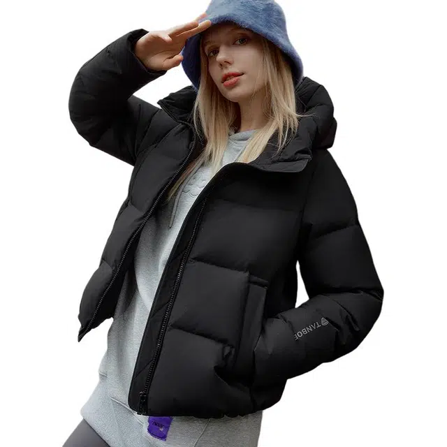 坦博尔 时尚百搭潮流纯色长袖通勤面包羽绒服 女款