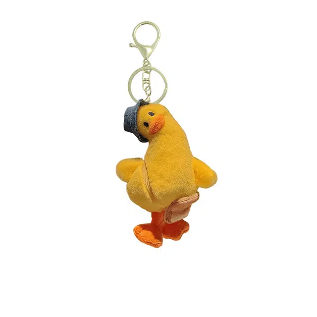心水好物 可爱歪头疑惑痴呆鸭公仔钥匙扣包包挂饰鸭子玩偶玩具 短毛绒 挂件 男女同款情侣款