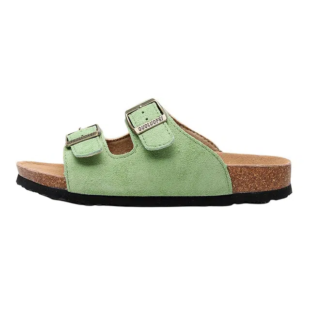 果洛菲 软木拖时尚外穿一字拖鞋 男女同款 绿色