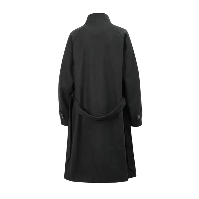 【立领单排扣毛呢长款外套】布客行 纯色简约质感舒适防风高级感三粒扣美式过膝夹克港风大码百搭高街大衣 男女同款
