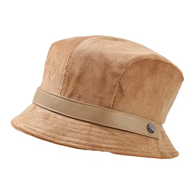 山一丸 灯芯绒气质素颜遮脸帽子赫本风保暖盆帽潮 涤纶 渔夫帽 女款