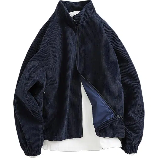 宫奴 日系休闲潮牌复古纯色百搭灯芯绒宽松立领外套夹克 男女同款