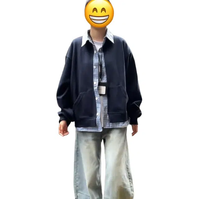 黑马漫画 美式复古假两件上衣开衫男款秋季格子拼接慵懒风卫衣 男女同款