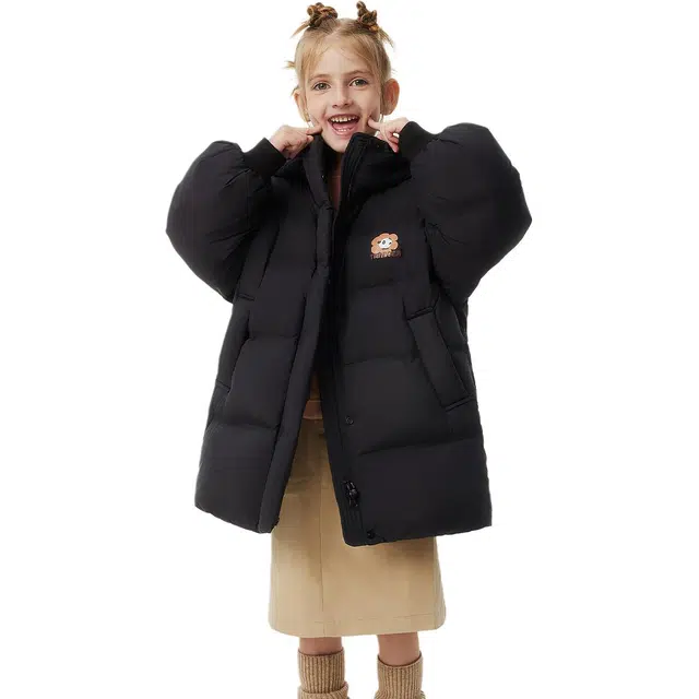 坦博尔 可拆卸熊猫玩偶中长款宽松原创面包羽绒服 女款