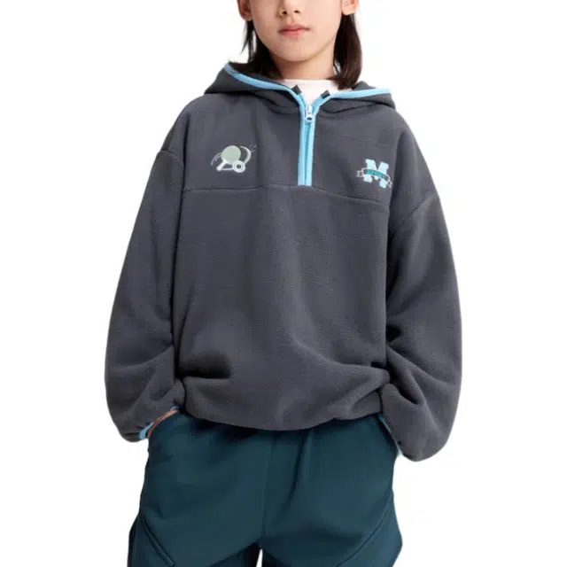 左西卫衣 加绒保暖防风连帽落肩长袖 儿童款