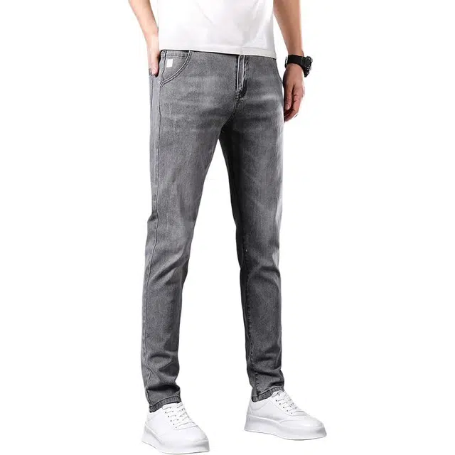 炳盛 秋季男士韩版潮流弹力百搭修身小脚休闲长裤子牛仔裤 男女同款