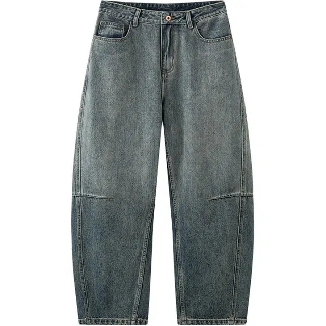 海尔斯 复古休闲百搭美式水洗做旧宽松弯刀牛仔裤 男款