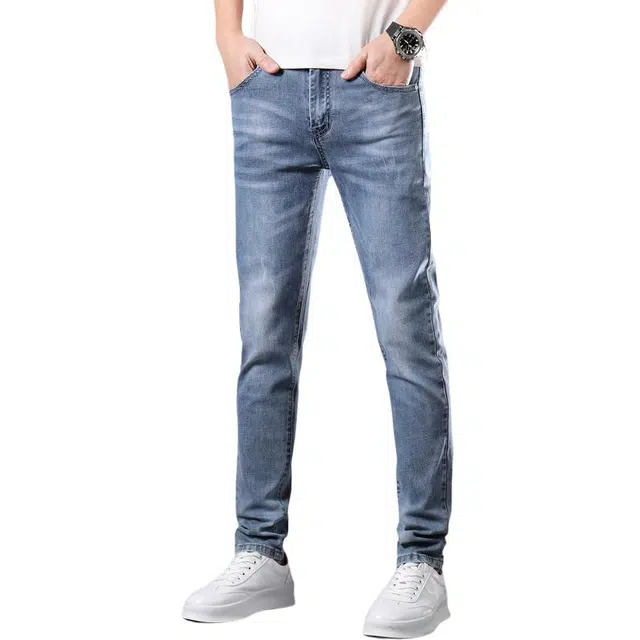 炳盛 秋季男修身小脚潮牌商务休闲外穿弹力长裤子牛仔裤 男女同款