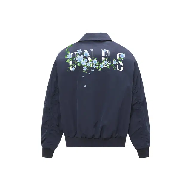 物质公式 美式复古高街仿万针刺绣花卉字母印花巴恩风工装机能休闲防风防水飞行员教练舒适中性风重磅哈灵顿潮流谷仓短款夹克外套 男女同款