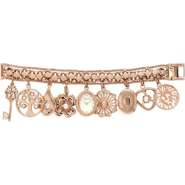 安妮克莱因 腕表 石英机芯 精钢合金表带 白色表盘 女表 休闲优雅商务项链手表防水