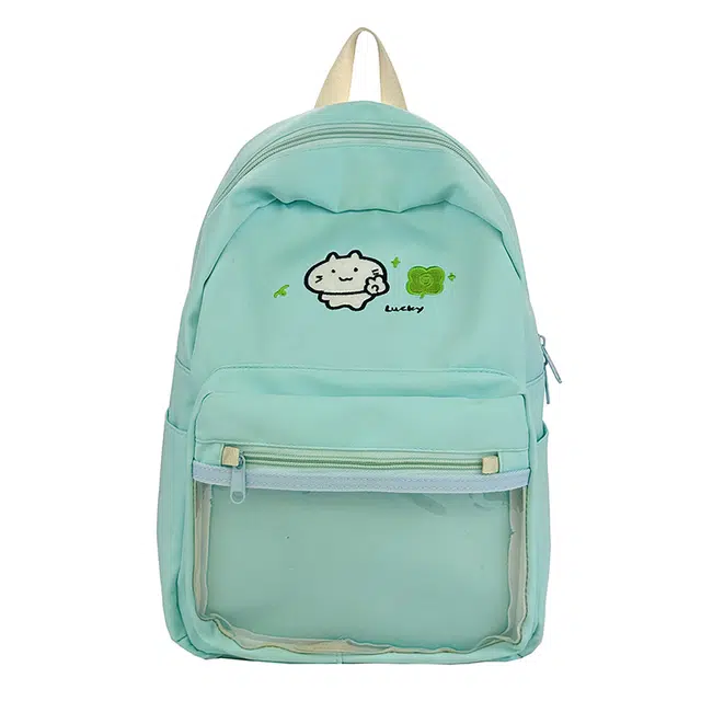 單倉 可爱小清新卡通时尚设计学院风背包初高中学生通勤百搭 牛津布 痛包 女款