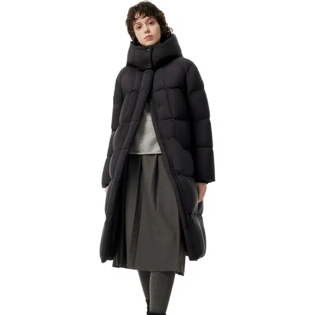 坦博尔 加厚可脱卸帽保暖纯色连帽常规长袖通勤羽绒服 女款